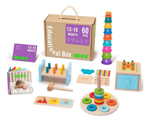 Caja Educativa 13-18m De Madera Tooky Toy Juegos Montessori