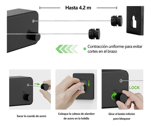 Tender De Pared Retractil Extensible Interior/exterior 4,2mt Blanco
