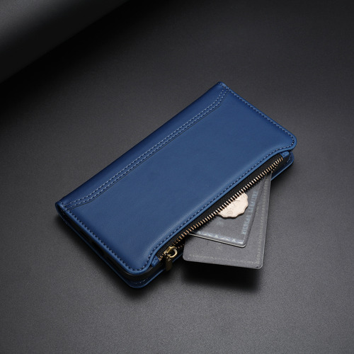 Funda Tipo Cartera De Piel Con Cierre De 9 Ranuras Para Huawei Nova Y70/y90, 6 Colores, Función Atril, Desmontable, Correa De Muñeca
