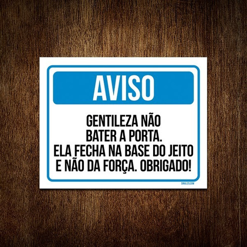 Placa Aviso Gentileza Não Bater A Porta 27x35