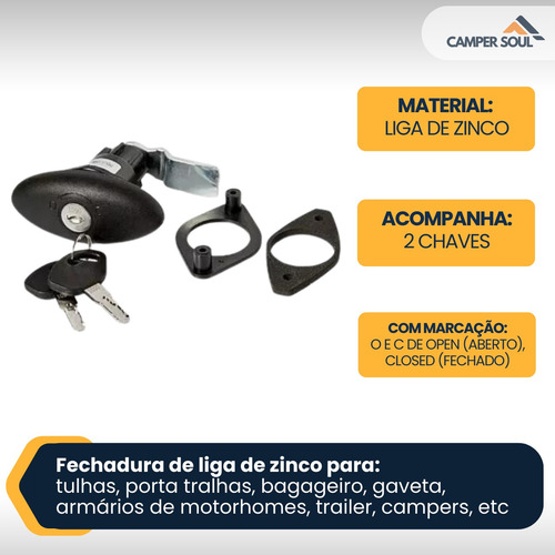 Fechadura Tulha Bagageiro Gaveta Compressão Lote 4 Unidades