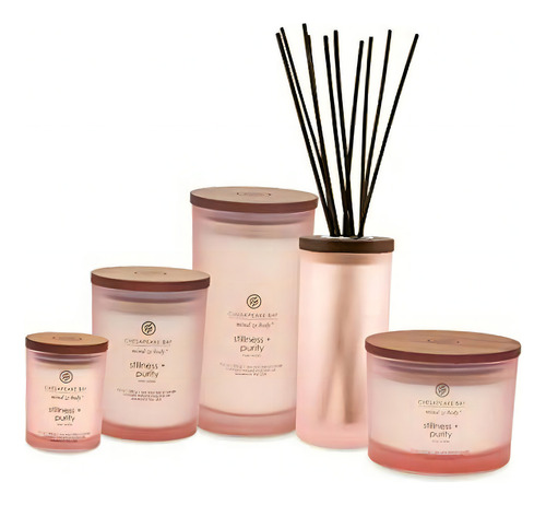 Chesapeake Bay Candle Mind Body Scented Stillness Purity Color Rosa Pálido Fragancia Calma Y Pureza Liso