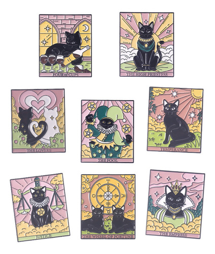 Pin Metalico Prendedor Tarot Gato The Lover Fool Broche