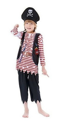 Ikali Boys Pirate Costume Set Calavera Crossbones Striped Ca