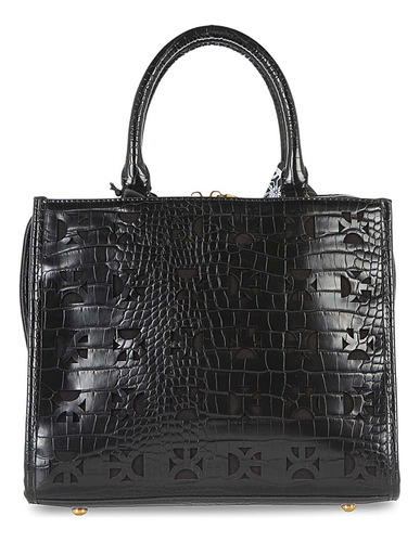 Bolsa Cloe Satchel Para Mujer Corte Láser De Monograma Color Negro