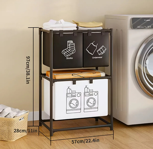 Cesta De Ropa Sucia 3 Compartimentos Espesar Accesorios Baño