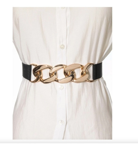 Cinturon Elastico Con Cadena Dorada Fashion Trend