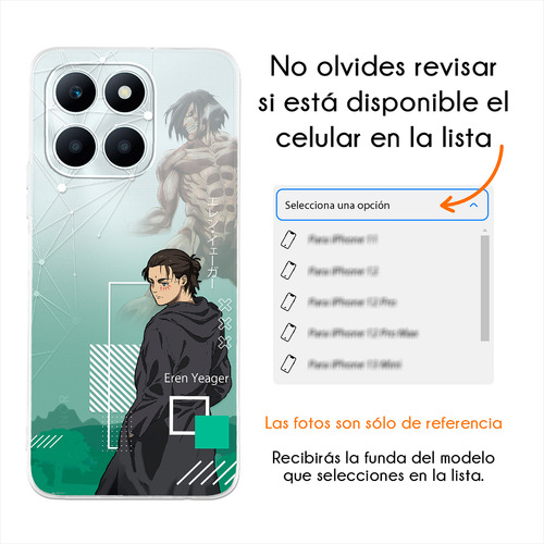 Funda Para Honor Attack On Titan Eren Final Anticaída Case