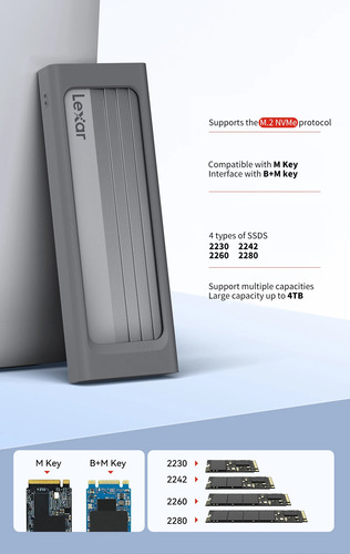 Gaveta Case Externo Lexar E300 Enclosure Ssd M2 Nvme Usb 3.2
