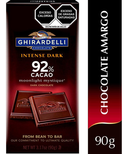 Chocolate Ghirardelli 92% Cacao Moonlight Mystique 90 Gr