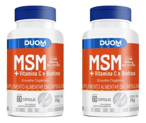 Kit 2x Msm + Vitamina C E Biotina 2x60 Cápsulas Druom Sabor Sem Sabor
