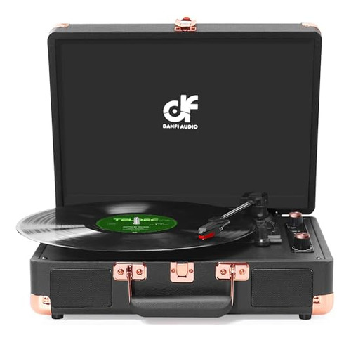 Pack Tocadiscos Vintage Bluetooth Con 2 Altavoces Integrados