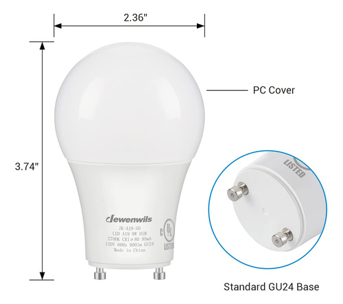 Bombillas Led Dewenwils Gu24, 9 W, 800 Lm, 2700 K, Regulable