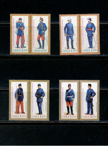 Sellos De Chile. Uniformes Militares De Chile, De 1879.