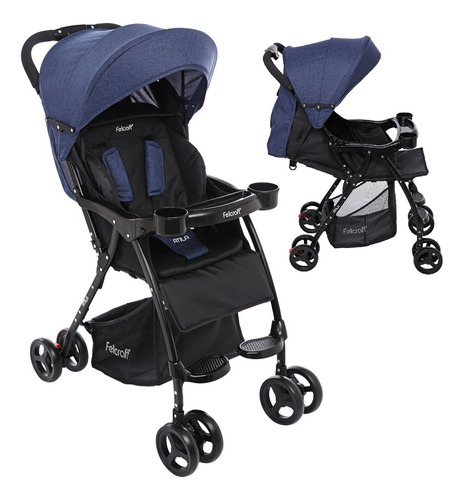 Coche De Paseo Bebe Cuna Multiposiciones Atila Azul