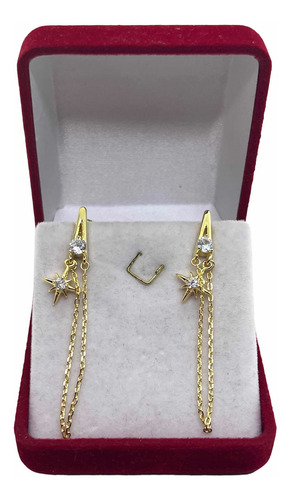 Imagen 4 de 8 de Aros Colgante Estrella Solar De Plata Dore