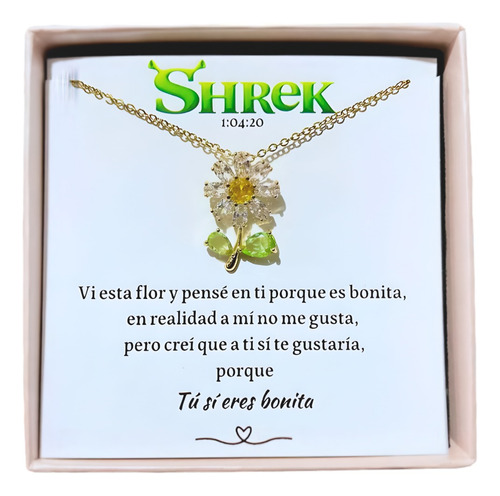 Collar Girasol Shrek Love U Joyería Chapa De Oro 18k Circón