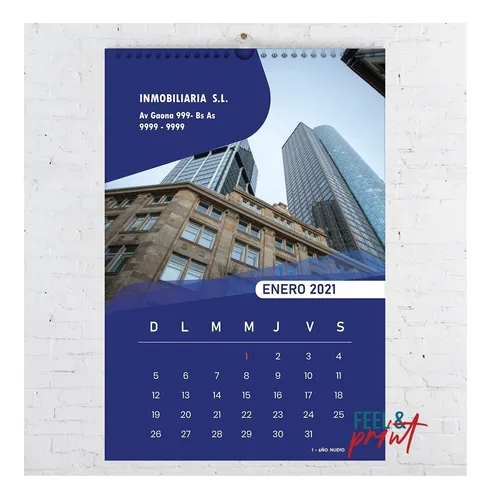 Almanaque Empresarial 31x45cm 13 Hojas Anilladas 50 Unidades
