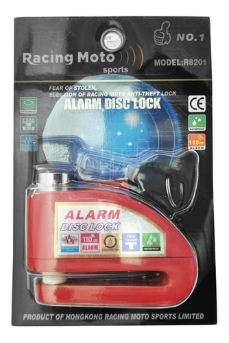 Imagen 1 de 6 de Candado Traba Disco Alarma Moto Bici 2 Llaves Calidad Gm