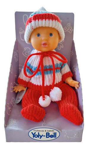 Bebito Bebe Muñeco Yoly Bell Conjunto Tejido De Lana 23 Cm