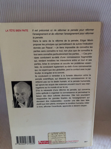 Imagen 3 de 3 de La Tete Bien Faite Edgar Morin Seuil En Frances