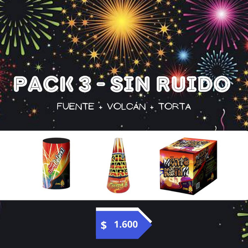 Pack 3 Sin Ruido - Fuegos Artificiales - Fiestas-cumpleaños