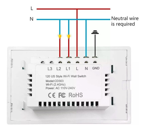 Interruptor De Luz Doble Táctil Con Wifi Google Home - Alexa