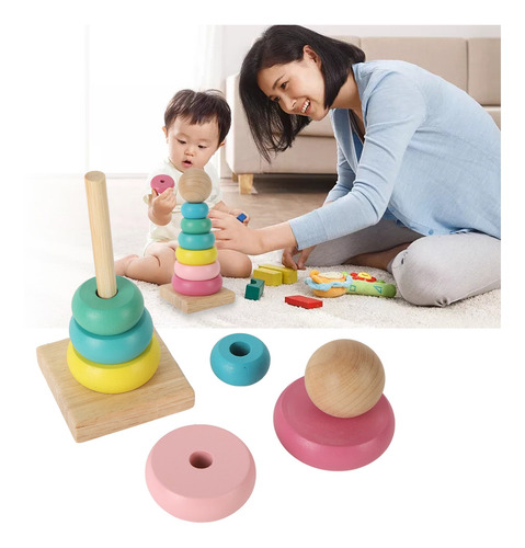 Juguete Apilable De Madera Para Bebés, Educativo, Colorido