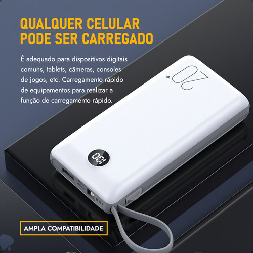 Power Bank 20.000mah Pholex Carregador Rápido Com Display Portátil