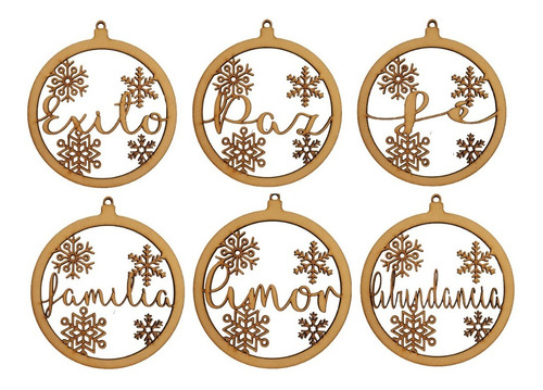 6 Esferas Navideñas De Deseos Jumbo 20 X 22 Cm Mdf