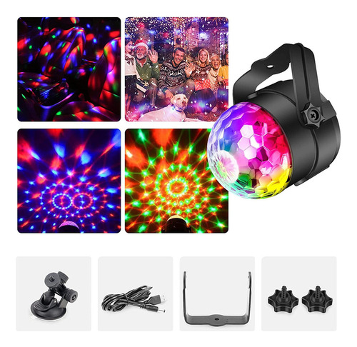 Disco, Luz De Discoteca Rgb Giratoria De 360° Con Mando A Di