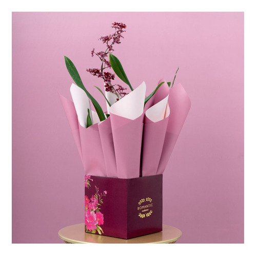 Imagem 2 de 2 de Cachepot Papel Quadrado Estampado Anne Ameixa Com 10