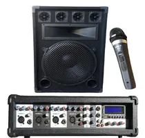 Comprar Combo Consola Potenciada 4ch C\u002Fusb + 1 Bafles 15  500w+ Mic