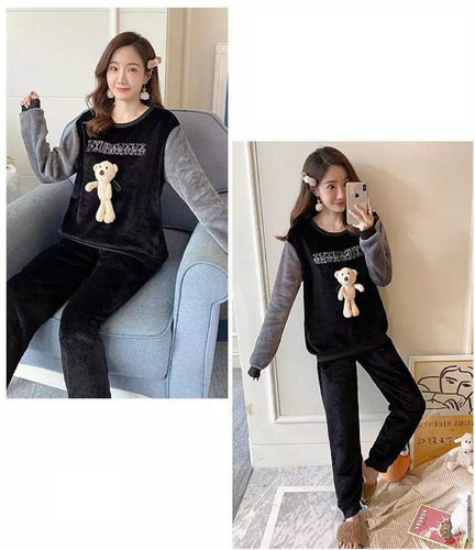 Conjunto Pijama Invierno De Dormir Para Mujer De Lana Coral
