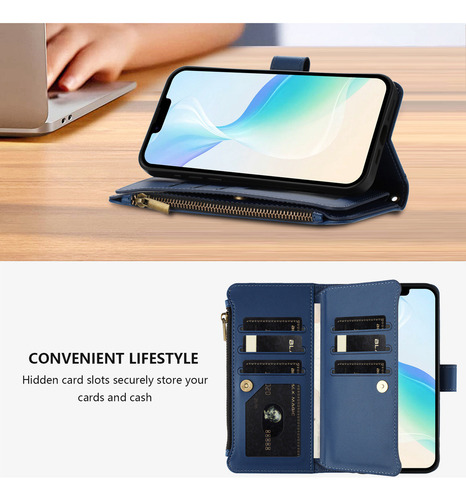 Funda De Piel Tipo Cartera Con Cremallera For Motorola Edge