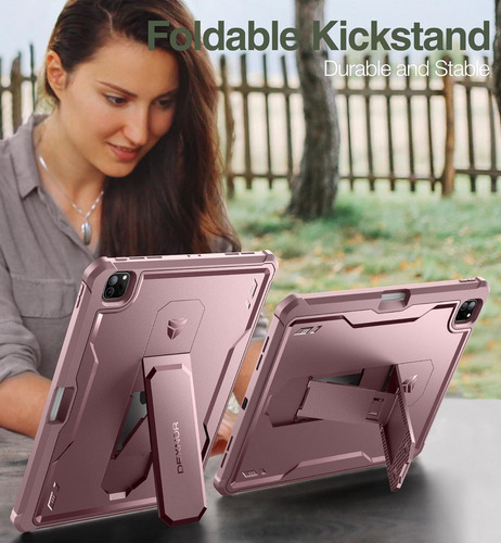Funda Para iPad Pro 12.9 Rosa Mate Parachoques Doble Capa