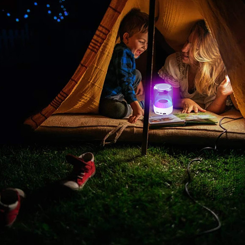Bocina Bluetooth Portátil Altavoz Inalámbrico Con Luces Led Color Blanco