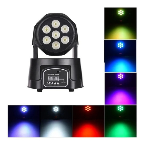 Cabezal Móvil 4 En 1 Par Led 7x10w Rgbw Dmx 512 Disco Fiesta