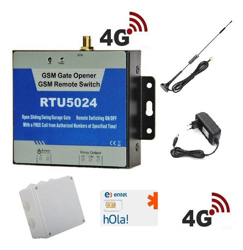 Abre Porton Con Celular Gsm Rtu-5024 4g + Fuente 12v+ Chip 