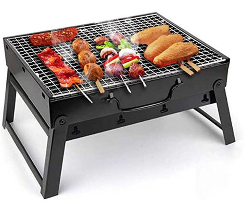 Asador Parrilla Plegable Portátil Camping Carbon Color Negro