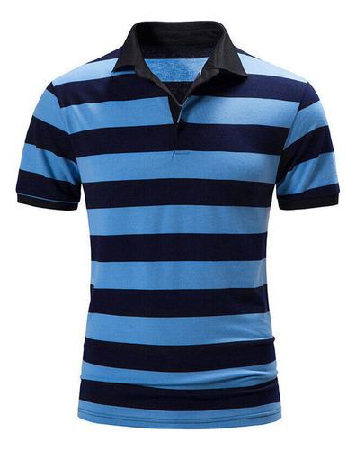 Playera Tipo Polo Estampada A Rayas Para Hombre 2024