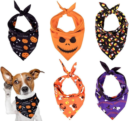 5 Bandanas Para Perros Del Dia De Brujas Halloween