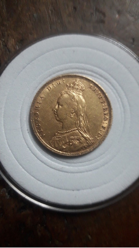 Imagen 1 de 2 de Moneda Gran Bretaña, Victoria Soberano De 1889,au, Oro