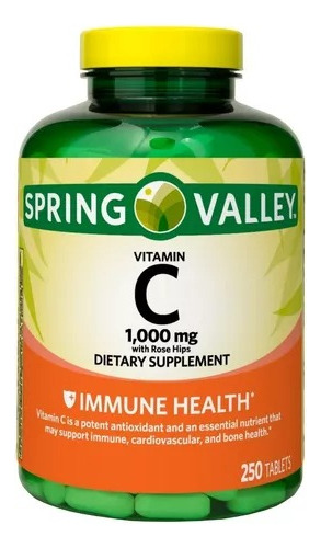 Vitamina C 1000 Mg Spring Valley  Apoyo Inmune 250 Tabletas