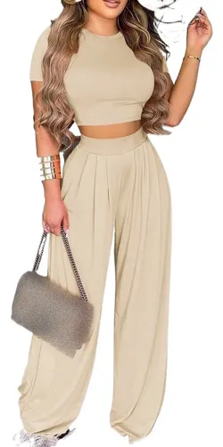 Calca folgada hotsell com cropped