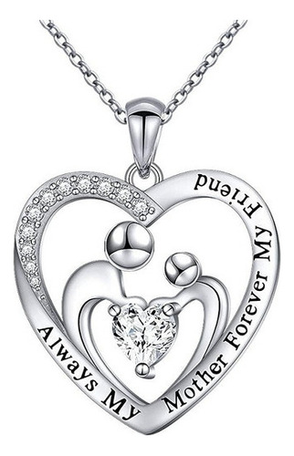 Collar De Plata S925 Con Diseño De Amor Para Madre E Hijo Pa