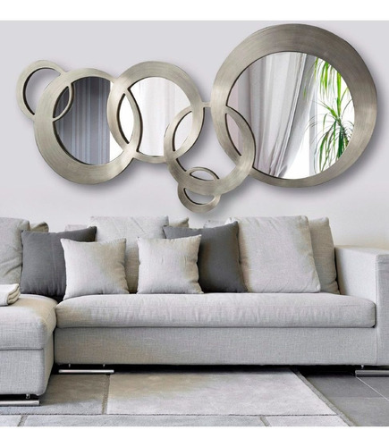Espejo De Diseño Circulos En Metal 1.6x65cm