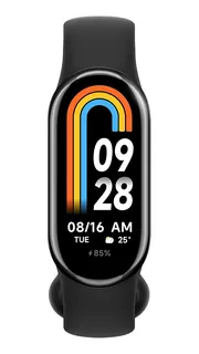 Xiaomi Smart Band Mi Band 8 1.62" caja de plástico negra, malla negra de silicona y bisel negro de plástico