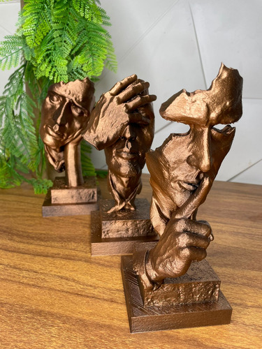 Trio Estatuetas Pensador -silêncio, Meditação E Concentração