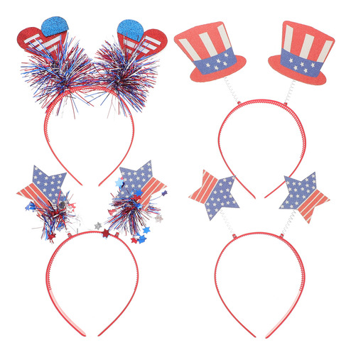 Juego De Diademas Patriotic Star Boppers Con Bandera, 4 Unid